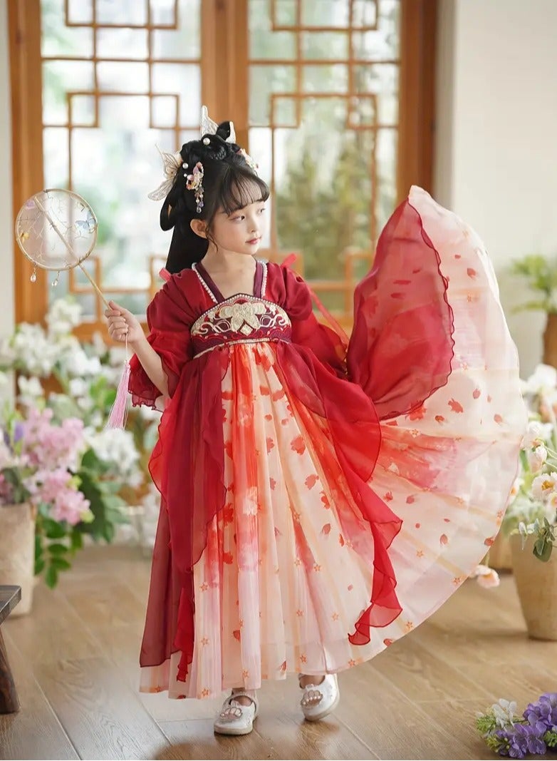 AROAQ Girls Vintage Inspired Hanfu Dress with Short Sleeves  Traditional Chinese Costume Polyester Non Stretch Fabric Machine Washable - Image 3