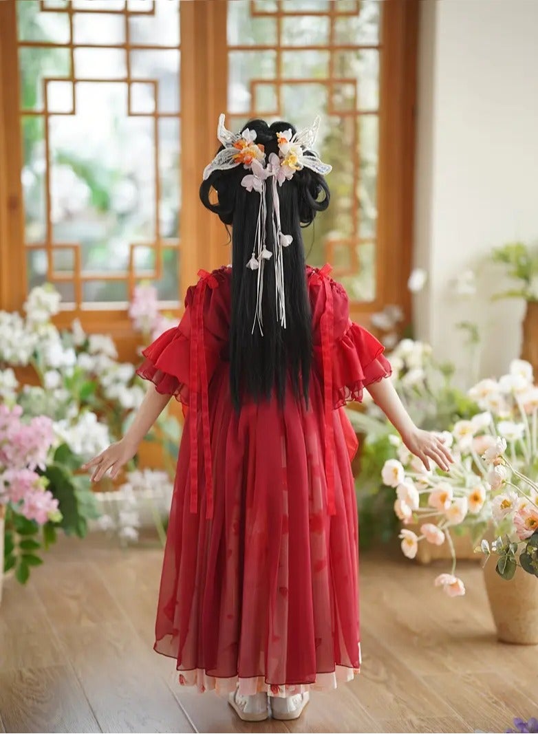 AROAQ Girls Vintage Inspired Hanfu Dress with Short Sleeves  Traditional Chinese Costume Polyester Non Stretch Fabric Machine Washable - Image 5