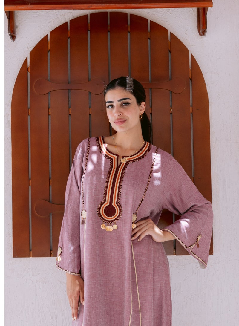 افندينا  جلابية كتان بأناقة طبيعية ولمسة عصرية - Image 1