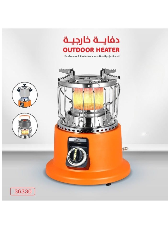 سخان غاز من كادي ون للمنزل والرحلات والتخييم بلون برتقالي/فضي CY-867 