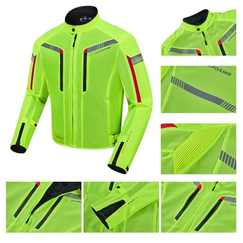 Zyxformis Motorcycle Jacket for Men, CE Armored Mesh Motorbike Jacket for Summer, Breathable Protective Gear for Motorcycling - Image 4
