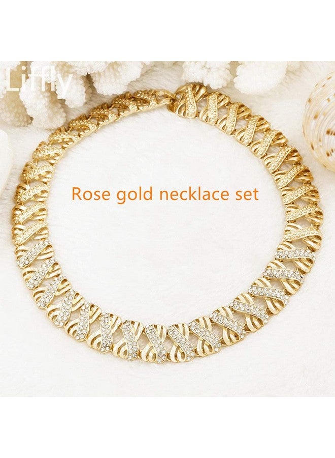 ليفلاي طقم مجوهرات نيجيري للنساء طقم مجوهرات من الخرز الأفريقي من دبي طقم مجوهرات زفاف ذهبي عصري إكسسوارات نسائية، قلادة تشوكر مقاس 16 بوصة - Image 4