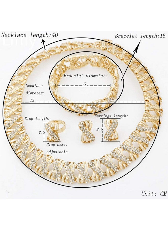 ليفلاي طقم مجوهرات نيجيري للنساء طقم مجوهرات من الخرز الأفريقي من دبي طقم مجوهرات زفاف ذهبي عصري إكسسوارات نسائية، قلادة تشوكر مقاس 16 بوصة - Image 3