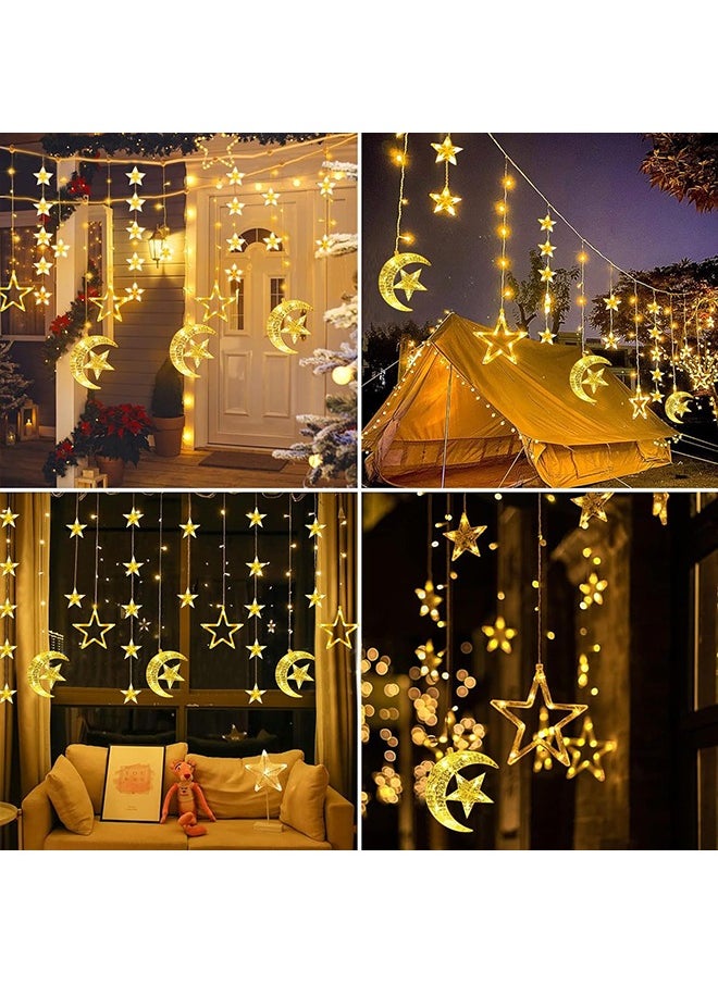 Yoawllty Ramadan Decoration Lights, Star Moon Ramadan Lights with Remote Control and Battery Case  Warm White Fairy String Lights for Holiday Ramadan Decorations 