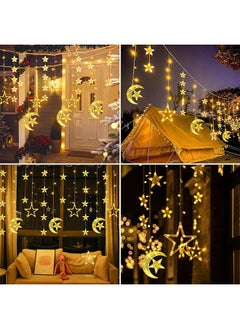 Ramadan Decoration Lights, Star Moon Ramadan Lights with Remote Control and Battery Case  Warm White Fairy String Lights for Holiday Ramadan Decorations