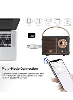 Generic HM-11 Bluetooth Portable Radio, Retro Mini Speaker with Clear Stereo Sound, Rich Bass for iPhone, Android Devices and Tablets(Black)  - Image 2