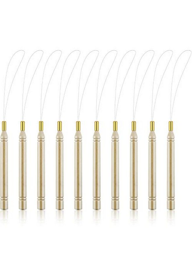 Chinco 10 Pack Wooden Hair Extension Loop Needle Threader Pulling Hook Tool And Bead Device Tool For Hair Or Feather Extensions (Loop Tools)  - Image 1