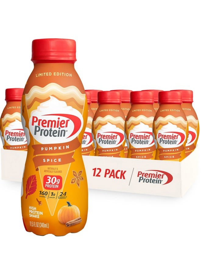 Premier Protein Shake Limited Edition 30g 1g Sugar 24 Vitamins Minerals Nutrients to Support Immune Health, Pumpkin Spice, 11.5 Fl Oz (Pack of 12) - Image 1
