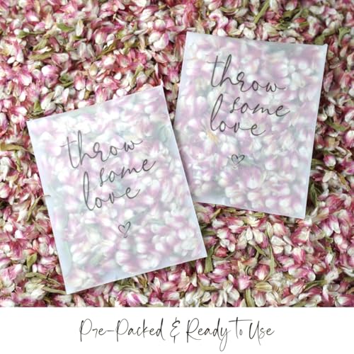 Rainbow Pana 50 Pack Prefilled Confetti Packets | Biodegradable Confetti, Dried Flower Petals | Real Flower Petals to Throw at Wedding, Glassine Bags Rose Wedding Send Off Ideas - Image 3