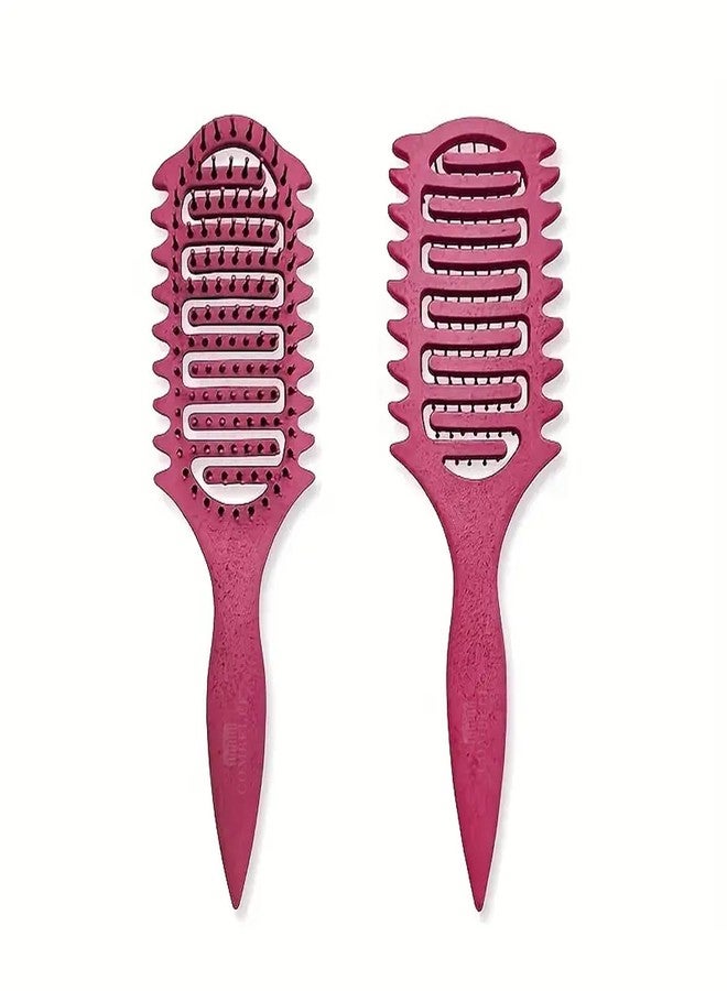 Combelle Curl Defining Brush - 24 cm Vented Detangling & Volumizing Hair Brush for Curly Hair - Vegan Boar Bristles, Ergonomic Handle, Reduces Frizz & Defines Curls (Pink) - Image 2