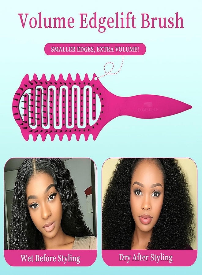 Combelle Curl Defining Brush - 24 cm Vented Detangling & Volumizing Hair Brush for Curly Hair - Vegan Boar Bristles, Ergonomic Handle, Reduces Frizz & Defines Curls (Pink) - Image 5