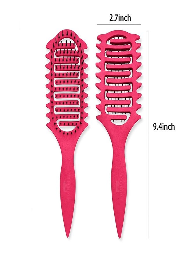 Combelle Curl Defining Brush - 24 cm Vented Detangling & Volumizing Hair Brush for Curly Hair - Vegan Boar Bristles, Ergonomic Handle, Reduces Frizz & Defines Curls (Pink) - Image 4