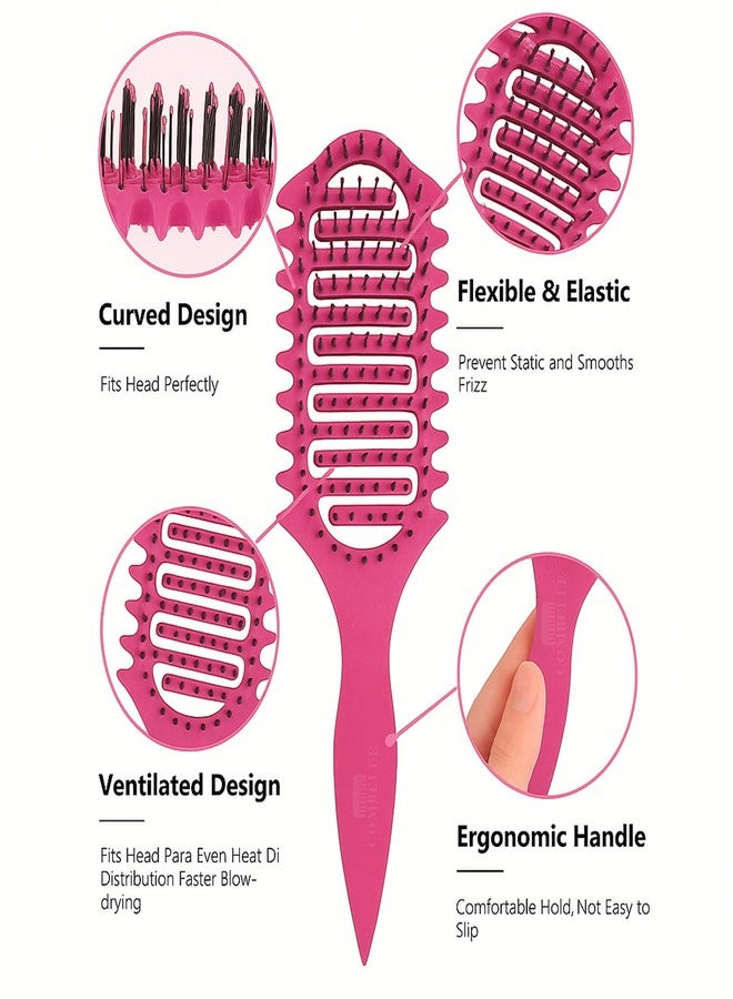 Combelle Curl Defining Brush - 24 cm Vented Detangling & Volumizing Hair Brush for Curly Hair - Vegan Boar Bristles, Ergonomic Handle, Reduces Frizz & Defines Curls (Pink) - Image 3