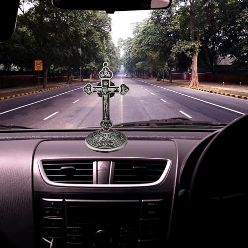 M Men Style Car Dashboard Christian Jesus Cross Office Study Table Cross, Twelve Apostles Finish Grey Metal Dash202543 - Image 4