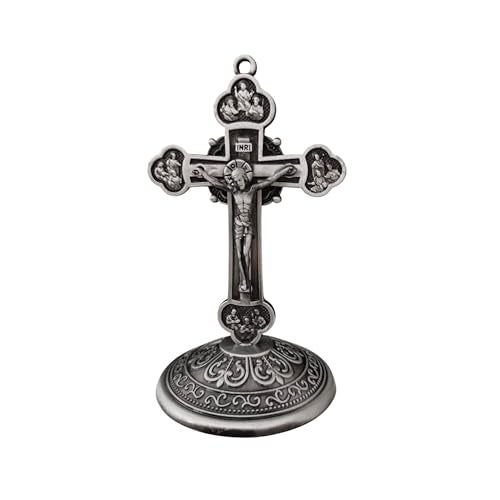 M Men Style Car Dashboard Christian Jesus Cross Office Study Table Cross, Twelve Apostles Finish Grey Metal Dash202543 - Image 1