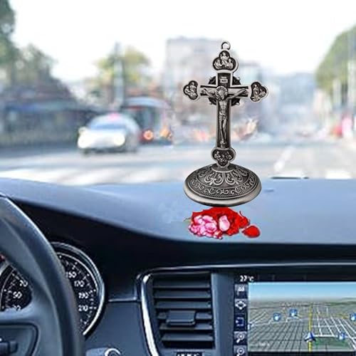 M Men Style Car Dashboard Christian Jesus Cross Office Study Table Cross, Twelve Apostles Finish Grey Metal Dash202543 - Image 3