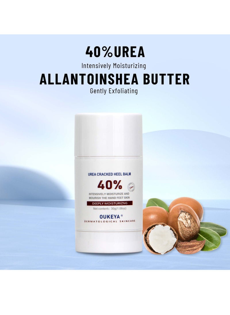 OUKEYA - Urea Cream, 40 Percent Cracked Heel Repair Balm Stick for Dry Cracked Feet Treatment Urea Hand Foot Moisturizing Cream for Dry Cracked Feet, for Feet Dead Skin Remover 30g - Image 1
