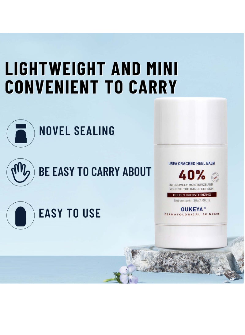 OUKEYA - Urea Cream, 40 Percent Cracked Heel Repair Balm Stick for Dry Cracked Feet Treatment Urea Hand Foot Moisturizing Cream for Dry Cracked Feet, for Feet Dead Skin Remover 30g - Image 1