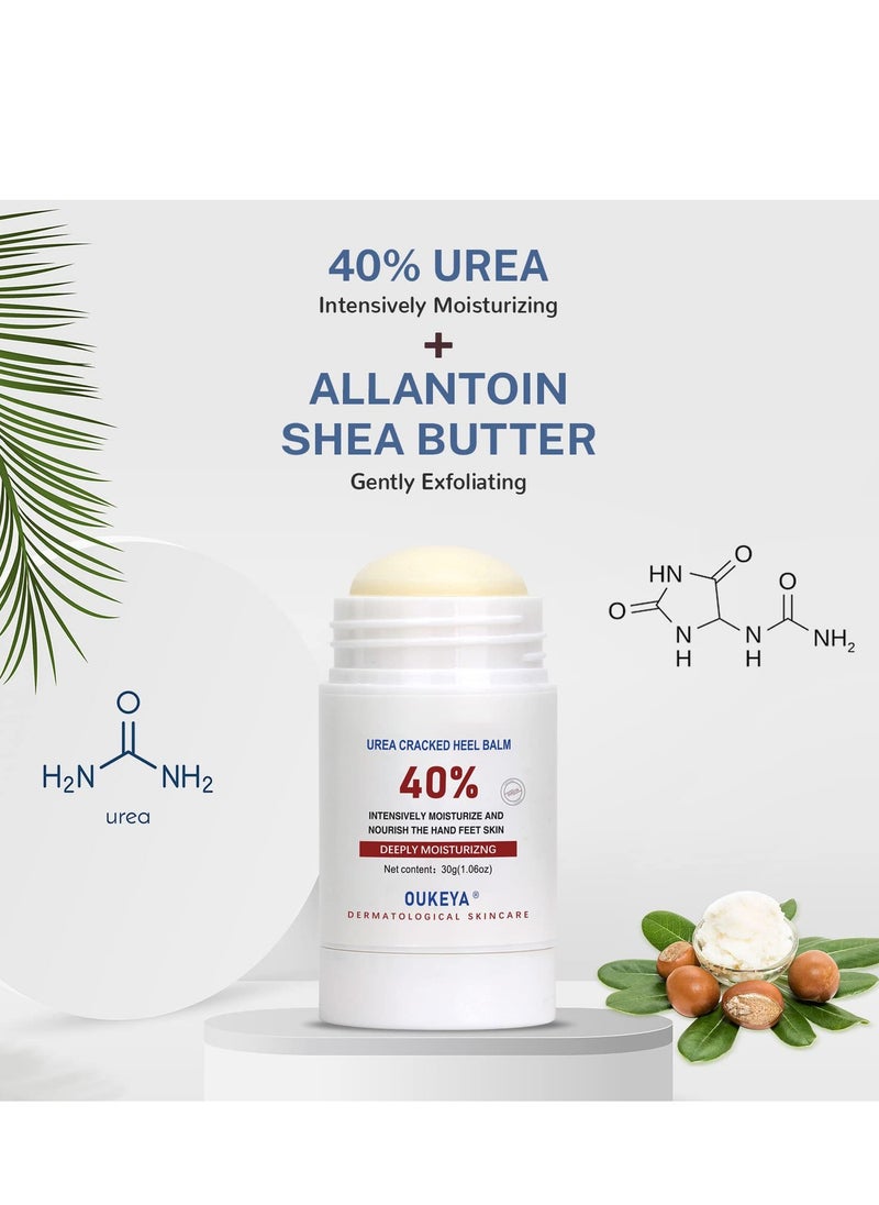 OUKEYA - Urea Cream, 40 Percent Cracked Heel Repair Balm Stick for Dry Cracked Feet Treatment Urea Hand Foot Moisturizing Cream for Dry Cracked Feet, for Feet Dead Skin Remover 30g - Image 1