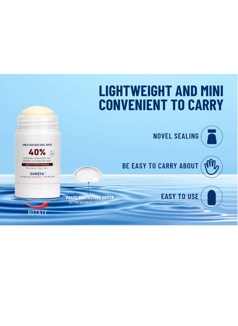 OUKEYA - Urea Cream, 40 Percent Cracked Heel Repair Balm Stick for Dry Cracked Feet Treatment Urea Hand Foot Moisturizing Cream for Dry Cracked Feet, for Feet Dead Skin Remover 30g - Image 1