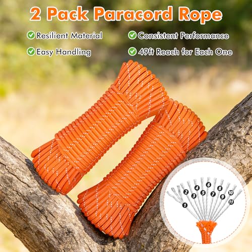 X XBEN High Tree Limb Rope Saw with 15 Oz Throw Bag, 2 Pack 50FT Paracord, 53 In Hand-operater Chainsaw Cutters with Handles and Carrying Bag, Pocket Chain Saw for Garden Camping - Image 4