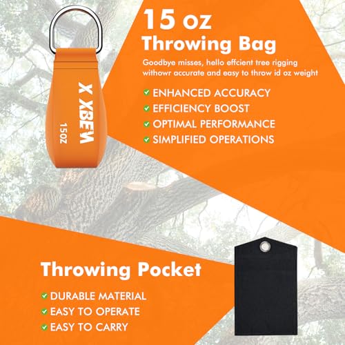 X XBEN High Tree Limb Rope Saw with 15 Oz Throw Bag, 2 Pack 50FT Paracord, 53 In Hand-operater Chainsaw Cutters with Handles and Carrying Bag, Pocket Chain Saw for Garden Camping - Image 3