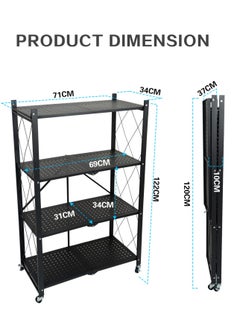 4-Tier Foldable Storage Shelf Metal kitchen Rack with Lockable Casters - pzsku/ZDDDF2A5938949D38C650Z/45/_/1718349936/a6ada7e5-b121-4023-9d05-919eb47fca02