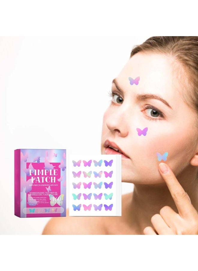 SOLARAE 160-Count Butterfly Acne Pimple Patches with Tea Tree & Calendula, Hydrocolloid Spot Stickers for Face Blemish Care, Cute & Colorful Zit Patches for All Skin Types - Image 2