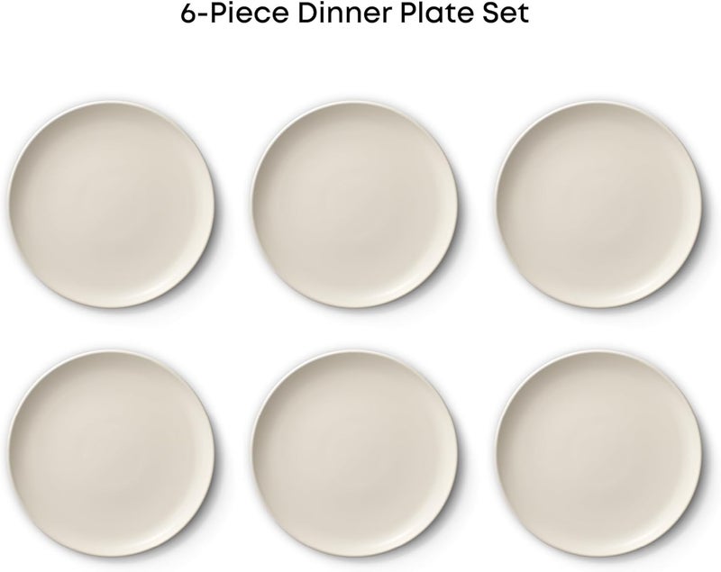 JoyJolt JoyJolt Mesa Stoneware Dinner Plates Set of 6 105 Dish Set Dishwasher and Microwave Safe Plate Set Modern Rustic Dinnerware Kitchen Serving Dishes  Matte White Linen  - Image 3