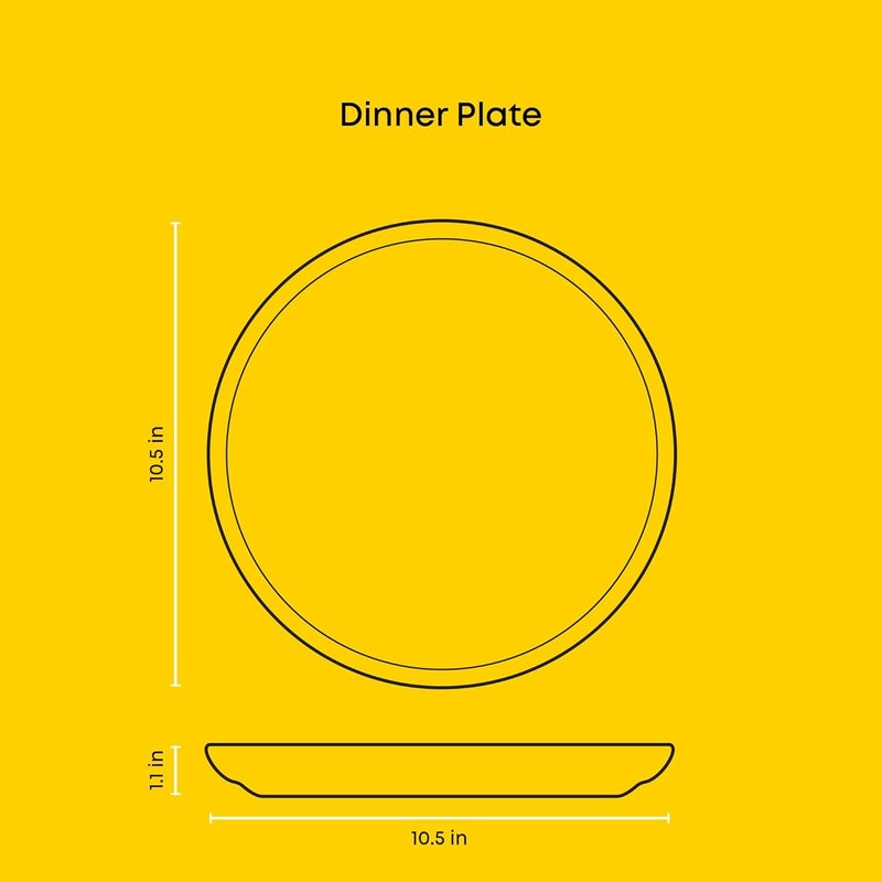 JoyJolt JoyJolt Mesa Stoneware Dinner Plates Set of 6 105 Dish Set Dishwasher and Microwave Safe Plate Set Modern Rustic Dinnerware Kitchen Serving Dishes  Matte White Linen  - Image 4