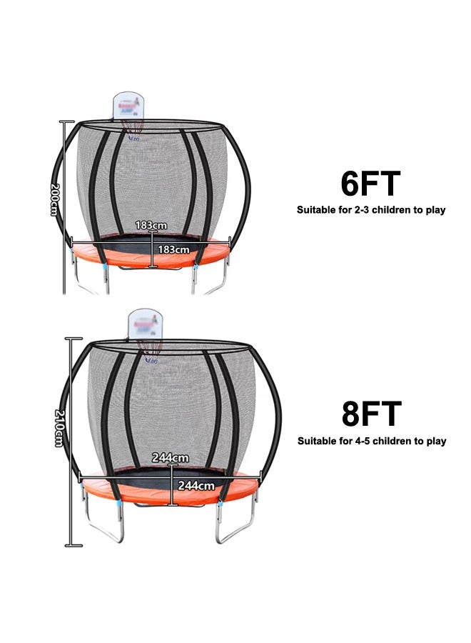 JSAITOYS Round Tent Safety Trampoline 6FT/8FT Park Trampolines Fitness Jumping  - Image 3