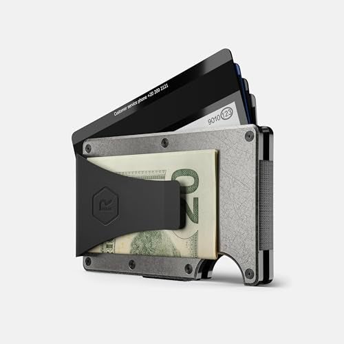 The Ridge Wallet - Slim Minimalist Compact Wallet and Card Holder| RFID Protected Front Pocket Wallets | Integrated Money Clip | Stonewashed Titanium - Image 3