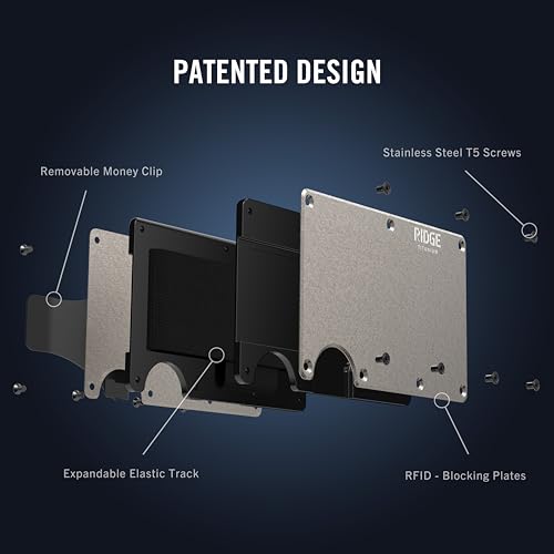 The Ridge Wallet - Slim Minimalist Compact Wallet and Card Holder| RFID Protected Front Pocket Wallets | Integrated Money Clip | Stonewashed Titanium - Image 2