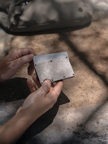The Ridge Wallet - Slim Minimalist Compact Wallet and Card Holder| RFID Protected Front Pocket Wallets | Integrated Money Clip | Stonewashed Titanium - Image 4