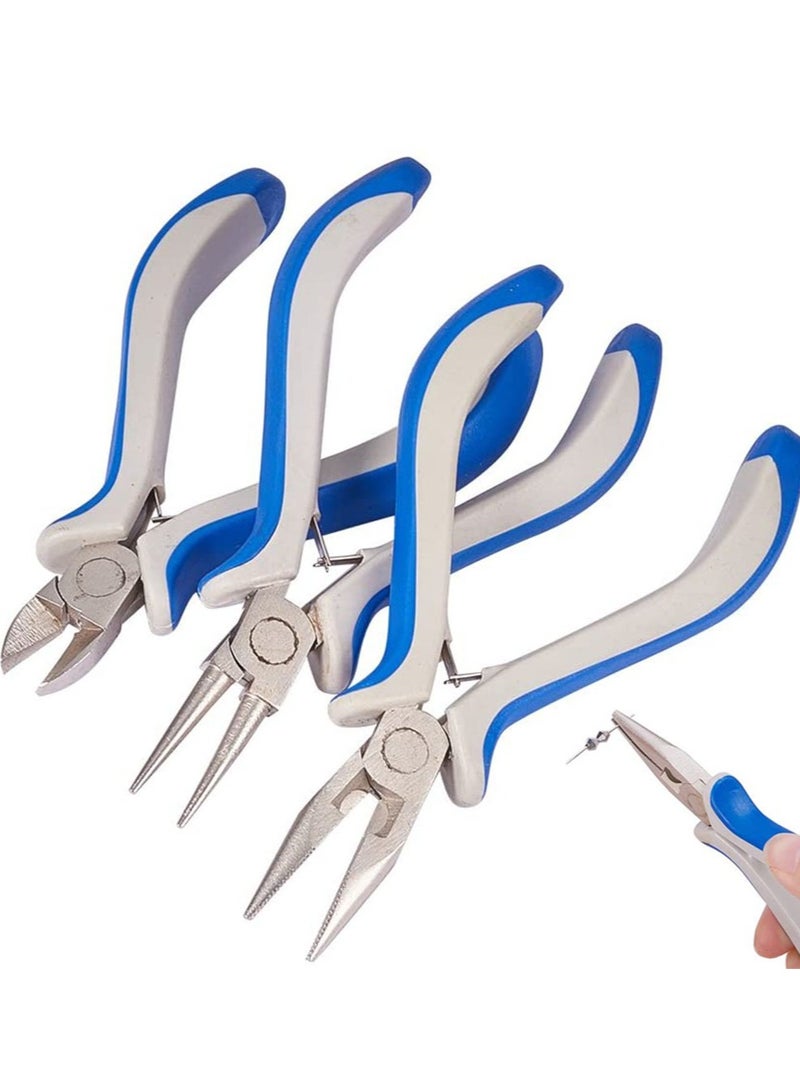 Jewellery Pliers Set Long Needle Nose End Cutting Pliers, Combination Carbon Steel Mini Precision for Making DIY - Image 1