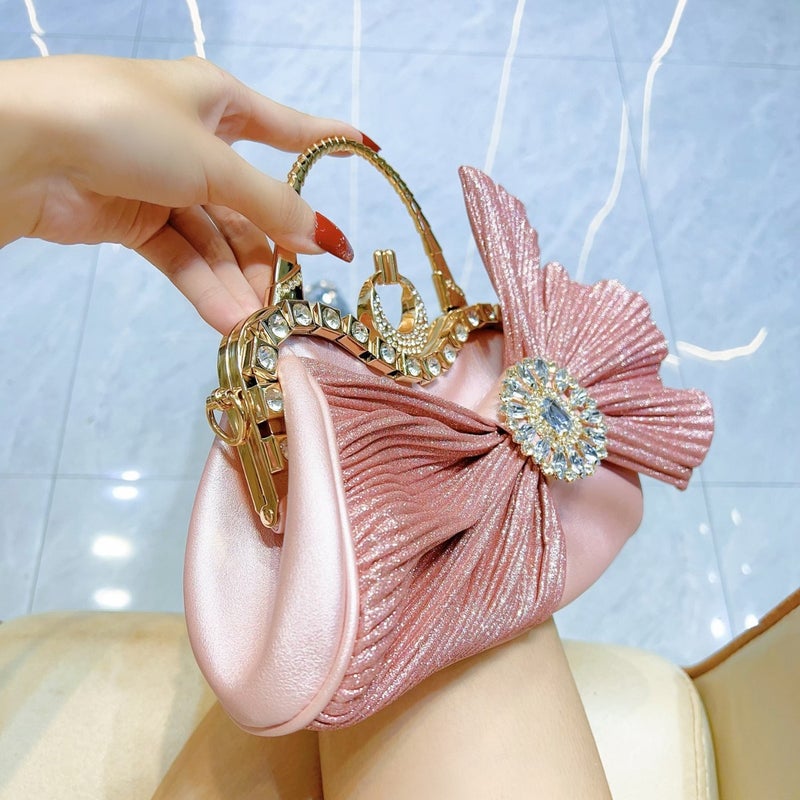 Sparkling Rhinestone Bow Evening Crossbody Bag for Women - Image 3