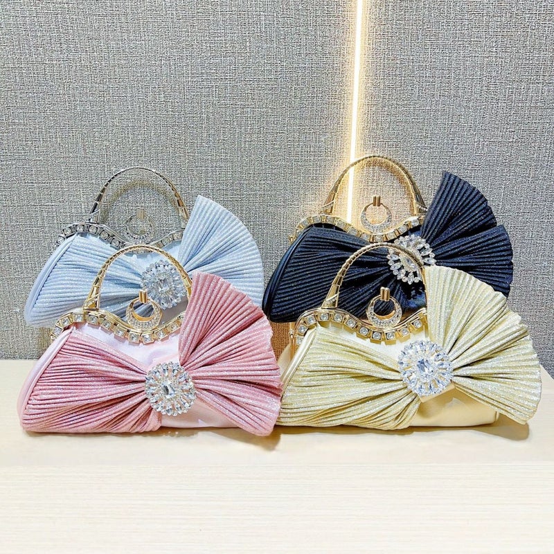 Sparkling Rhinestone Bow Evening Crossbody Bag for Women - Image 1