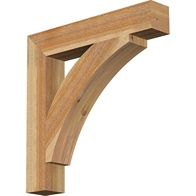 BKT04X24X24THR05RWR THORTON BLOCK RUSTIC WOOD BRACKET, 24" D X 24" H, 4"W WESTERN RED CEDAR (ROUGH SAWN) - Image 2