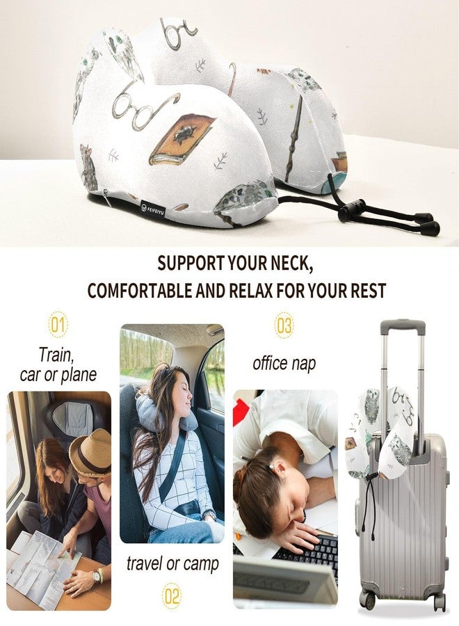 ZOEO Travel Pillow for Neck Head, Owl Magicbook Elf Memory Foam Padding Sleeping Airplane Trains Cars Camping Office - Image 3