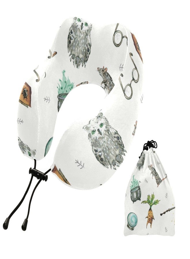 ZOEO Travel Pillow for Neck Head, Owl Magicbook Elf Memory Foam Padding Sleeping Airplane Trains Cars Camping Office - Image 1
