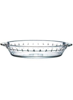 ARUZEN Rudra Villa Glass Pie Plate Round Glass Pie Pan with Handles Shallow Pie Baking Dish for Apple Pie Pumpkin Pie and Quiche 500ml pack of 1  - Image 1