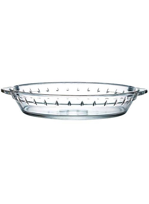 Rudra Villa Glass Pie Plate Round Glass Pie Pan with Handles Shallow Pie Baking Dish for Apple Pie Pumpkin Pie and Quiche 500ml pack of 1
