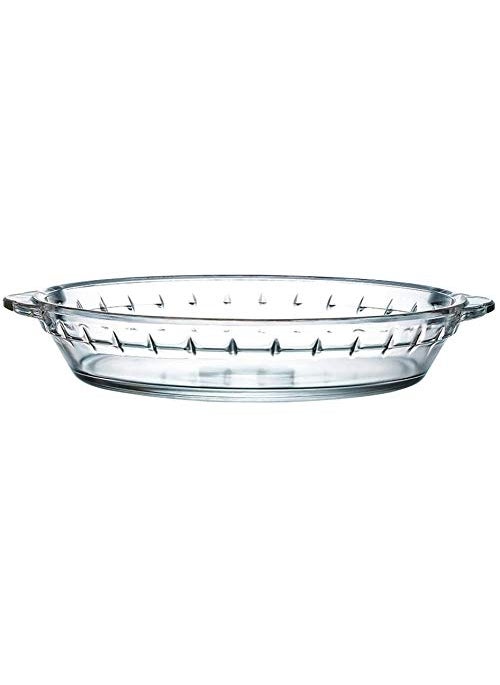 ARUZEN Rudra Villa Glass Pie Plate Round Glass Pie Pan with Handles Shallow Pie Baking Dish for Apple Pie Pumpkin Pie and Quiche 500ml pack of 1  - Image 1