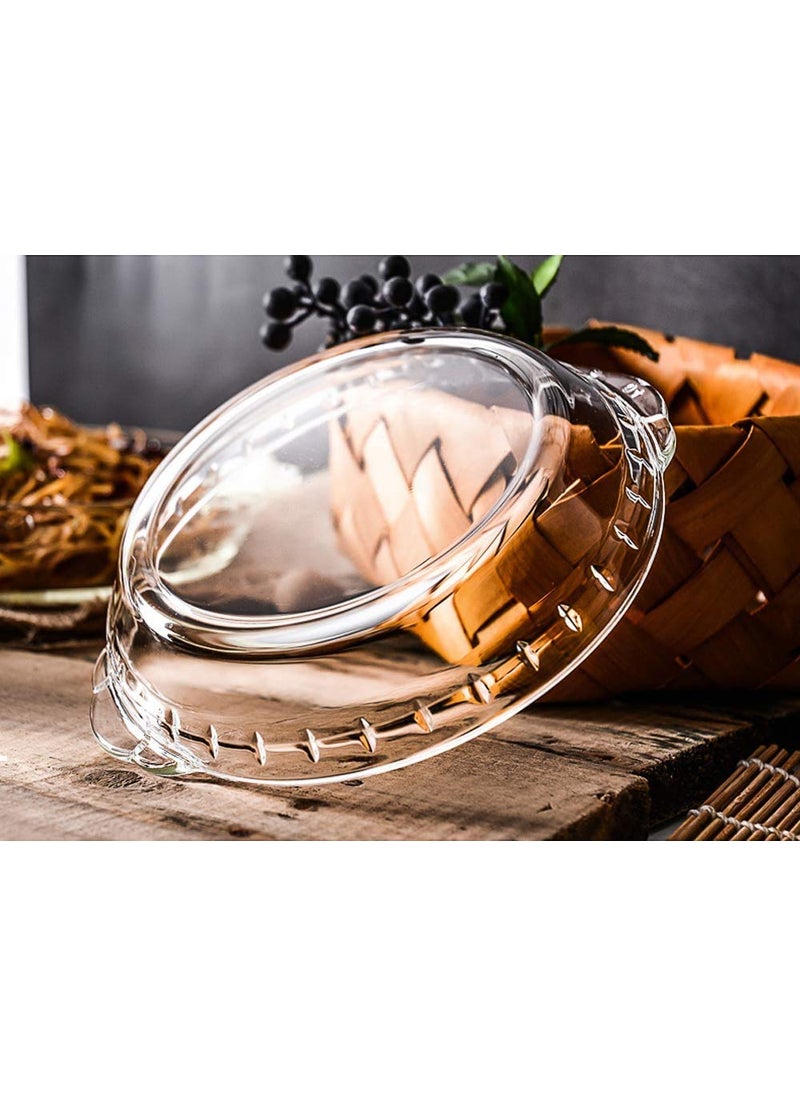 ARUZEN Rudra Villa Glass Pie Plate Round Glass Pie Pan with Handles Shallow Pie Baking Dish for Apple Pie Pumpkin Pie and Quiche 500ml pack of 1  - Image 2