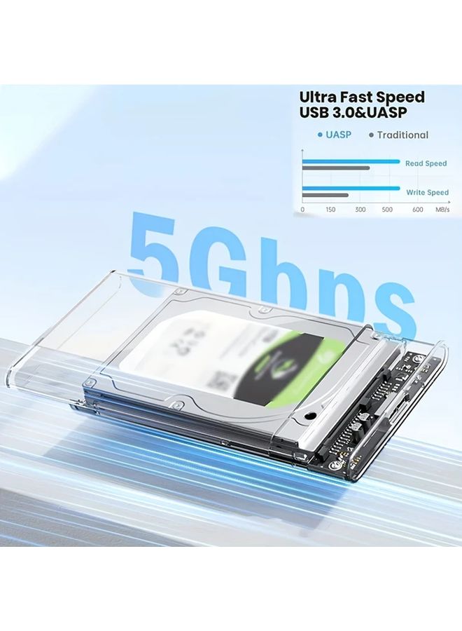 غلاف خارجي لمحرك الأقراص الصلبة من نوع USB 3.0 بحجم 2.5 بوصة خالٍ من الأدوات، يدعم محركات SATA بسعة تصل إلى 4 تيرابايت وبسمك 7 مم و 9 مم. - Image 1