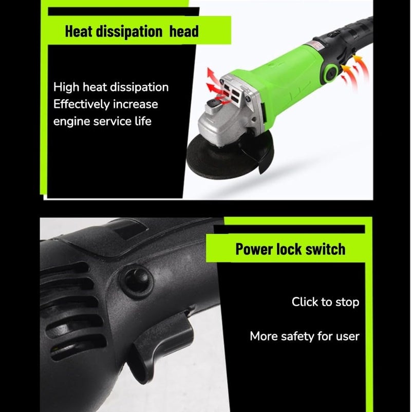 مطحنة زاوية جيرزون 950 واط مع سرعة قابلة للتعديل، قطر طحن مطحنة الزاوية 100 مم مع مجموعة رأس تبديل متعددة الوظائف لمطحنة الزاوية (مجموعة مطحنة الزاوية) - Image 5