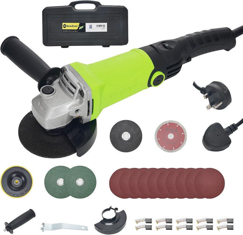 مطحنة زاوية جيرزون 950 واط مع سرعة قابلة للتعديل، قطر طحن مطحنة الزاوية 100 مم مع مجموعة رأس تبديل متعددة الوظائف لمطحنة الزاوية (مجموعة مطحنة الزاوية) - Image 1