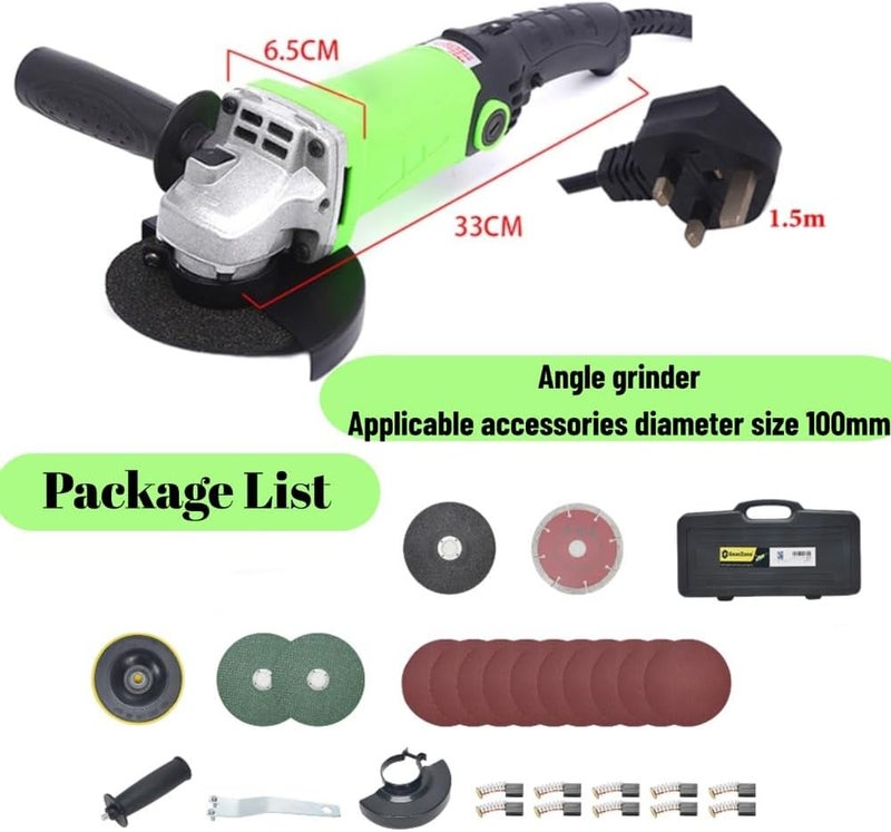 مطحنة زاوية جيرزون 950 واط مع سرعة قابلة للتعديل، قطر طحن مطحنة الزاوية 100 مم مع مجموعة رأس تبديل متعددة الوظائف لمطحنة الزاوية (مجموعة مطحنة الزاوية) - Image 3