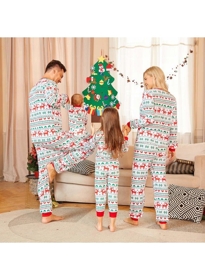 PopReal Matching Chirstmas Family Pajamas Set Sleepwear Reindeer Pjs Boy Girl White - Image 5