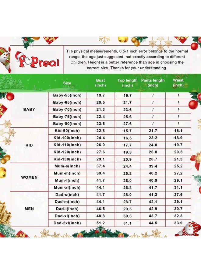 PopReal Matching Chirstmas Family Pajamas Set Sleepwear Reindeer Pjs Boy Girl White - Image 2